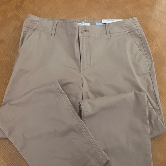 LOFT PETITE CHINO PANTS 12P KHAKI - Picture 8 of 12